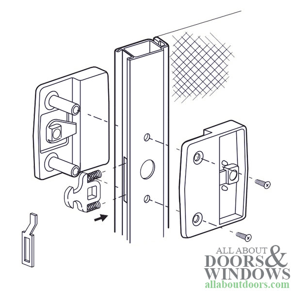 Non-Handed Plastic Latch & Pull Handle Set with Security Lock for Sliding Screen Door - Black - Non-Handed Plastic Latch & Pull Handle Set with Security Lock for Sliding Screen Door - Black