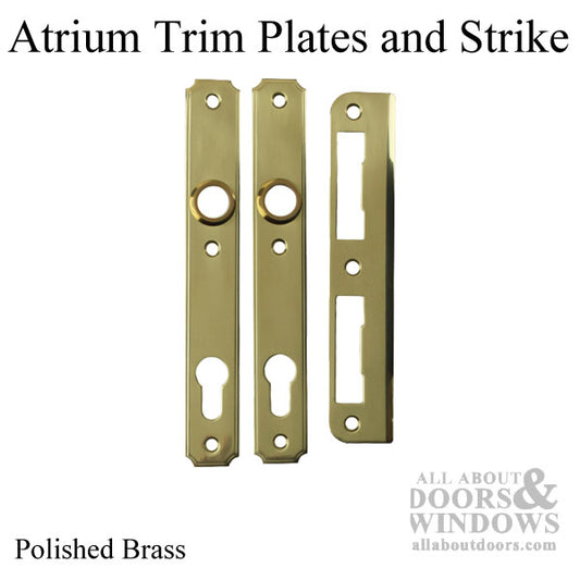 Discontinued Atrium Trim Plates and Strike in Polished Brass