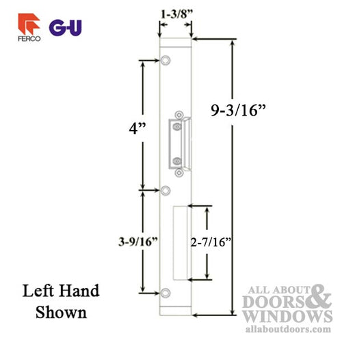 Raised Latch & Deadbolt Strike Plate - Right Hand - Raised Latch & Deadbolt Strike Plate - Right Hand