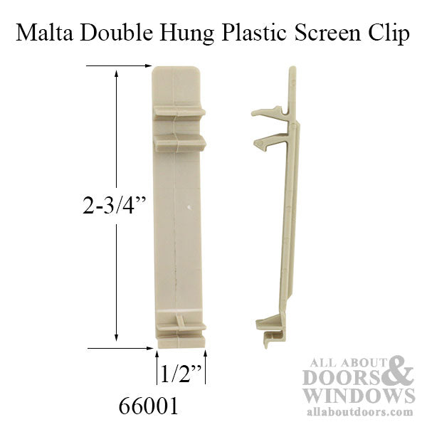 Malta Double Hung Plastic Screen Clip, 2-3/4 inch, 1994 Malta Classic View - Black - PAIR - Malta Double Hung Plastic Screen Clip, 2-3/4 inch, 1994 Malta Classic View - Black - PAIR