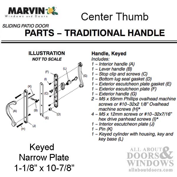 Marvin Active Keyed, Narrow Sliding Door Handle, Center Thumb - White - Marvin Active Keyed, Narrow Sliding Door Handle, Center Thumb - White