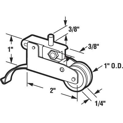 DISCONTINUED Roller Assembly with 1 Inch Nylon Wheel for Sliding Screen Door