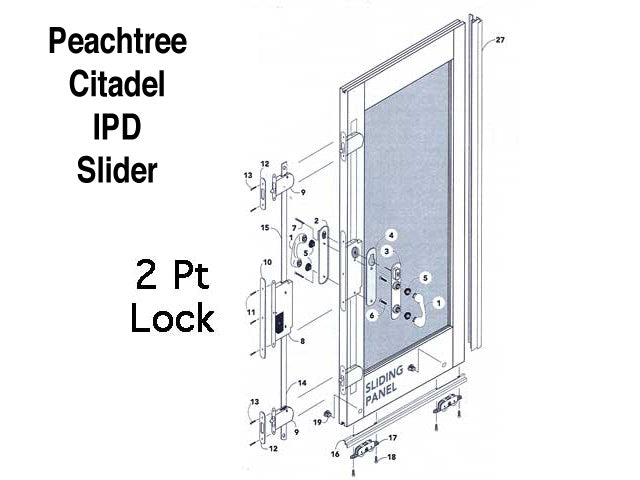 Peachtree Citadel IPD Slider Standard Handleset used with 2 Point Multi-Point Lock Polished Brass - Peachtree Citadel IPD Slider Standard Handleset used with 2 Point Multi-Point Lock Polished Brass
