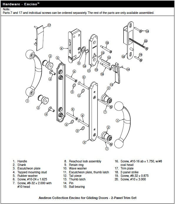 Andersen Frenchwood Gliding Doors - Thumb Latch - Encino - Inside Lock - Distressed Nickel - Andersen Frenchwood Gliding Doors - Thumb Latch - Encino - Inside Lock - Distressed Nickel