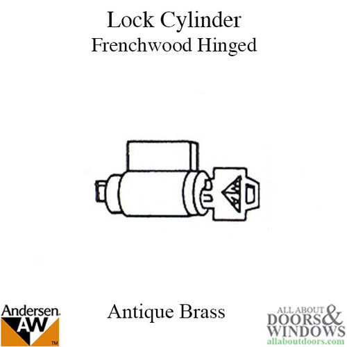 Lock Cylinder, Andersen Frenchwood Hinged - Antique Brass - Lock Cylinder, Andersen Frenchwood Hinged - Antique Brass