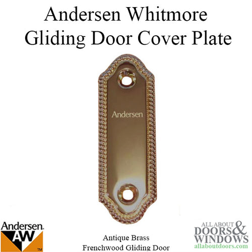 Andersen Frenchwood Gliding Door - Cover/Logo Plate - Whitmore - Antique Brass - Andersen Frenchwood Gliding Door - Cover/Logo Plate - Whitmore - Antique Brass