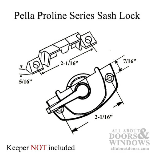 Pella Pro Line Series Double Hung Window Sash Lock with Alignment Lugs - Pella Pro Line Series Double Hung Window Sash Lock with Alignment Lugs