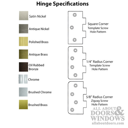 Atrium Door Hinge 3.5 x 3.5 inch, 1/4 Radius Corners, Residential, Steel - Atrium Door Hinge 3.5 x 3.5 inch, 1/4 Radius Corners, Residential, Steel