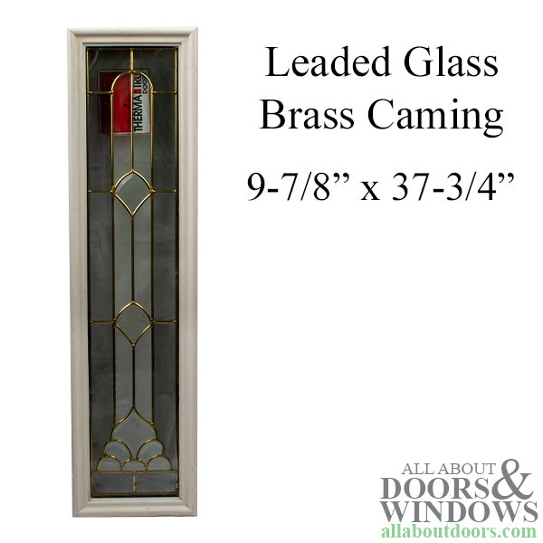 Rectangular Leaded Glass Door lite 9-7/8 x 37-3/4, Brass Caming - Rectangular Leaded Glass Door lite 9-7/8 x 37-3/4, Brass Caming