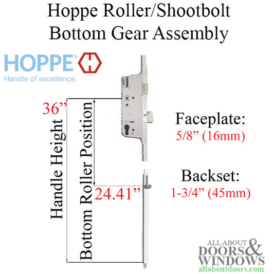 16mm Manual Gear, 45/92, Roller-Shootbolt, Roller @ 24.41", 1" Deadbolt Throw