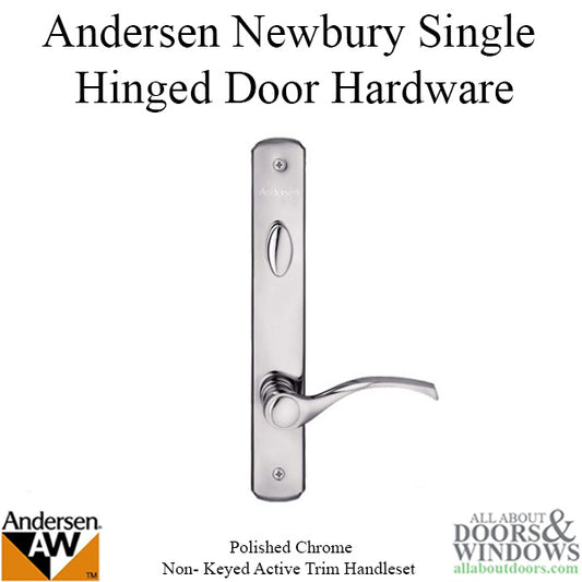 Hardware Kit, Single Door, Newbury, Active Door - Polished Chrome