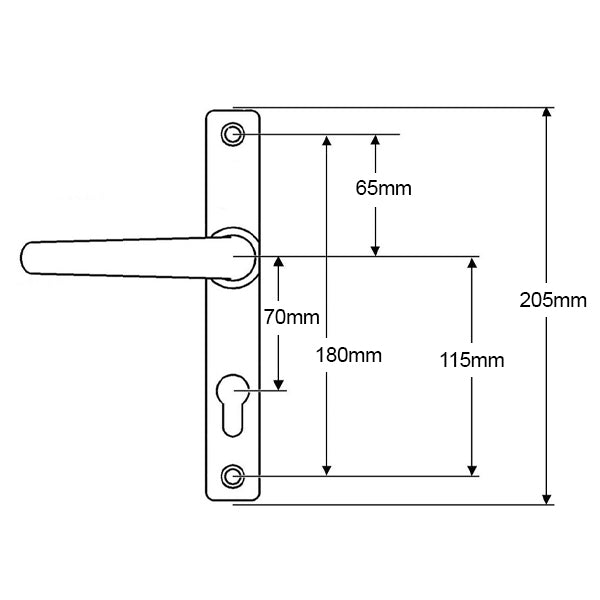 Apto/Ferco 70mm Sprung Door Handle - Apto/Ferco 70mm Sprung Door Handle