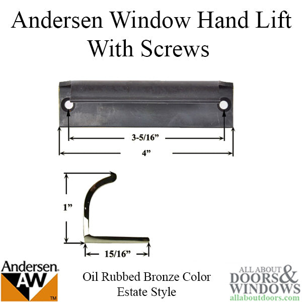 Andersen Tilt-Wash (DC) and (TW) Windows - Estate Hand Lifts w/Screws - Oil Rubbed Bronze - Andersen Tilt-Wash (DC) and (TW) Windows - Estate Hand Lifts w/Screws - Oil Rubbed Bronze