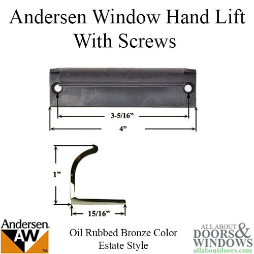 Andersen Tilt-Wash (DC) and (TW) Windows - Estate Hand Lifts w/Screws - Oil Rubbed Bronze - Andersen Tilt-Wash (DC) and (TW) Windows - Estate Hand Lifts w/Screws - Oil Rubbed Bronze