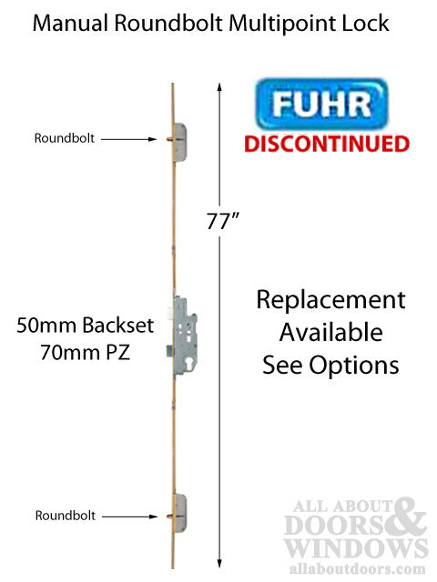 Fuhr 77 inch Roundbolt Multipoint Lock 55mm backset - See Replacement Options