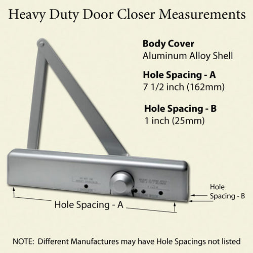 ADA Compliant Grade 1 Commercial Heavy Duty Door Closer, Adjustable Spring Size 1-6, Choose Color - ADA Compliant Grade 1 Commercial Heavy Duty Door Closer, Adjustable Spring Size 1-6, Choose Color