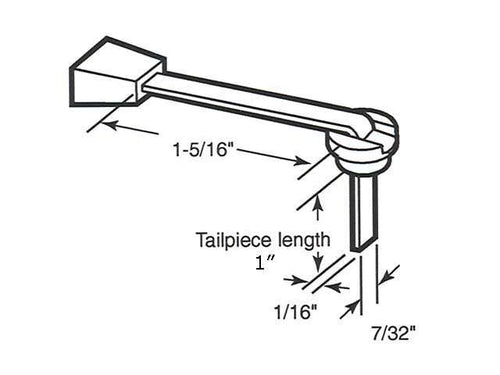 Latch Lever - Sliding Patio Door, 1 inch Tailpiece - Steel - Latch Lever - Sliding Patio Door, 1 inch Tailpiece - Steel