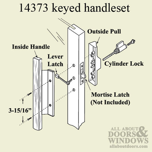 1-3/4 thick door, Keyed Patio Door Handle, Retro - Black & Chrome - 1-3/4 thick door, Keyed Patio Door Handle, Retro - Black & Chrome