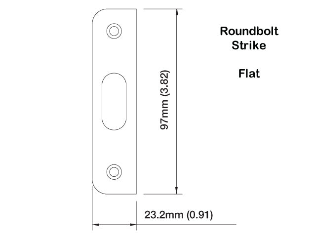 Strike Plate, RR560, Roundbolt  0.91 x 3.82 -Brass - Strike Plate, RR560, Roundbolt  0.91 x 3.82 -Brass