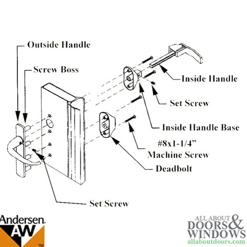 Emco 300 Series Colonial / Triple Track Storm Door Handle Set - Brass / White - Emco 300 Series Colonial / Triple Track Storm Door Handle Set - Brass / White