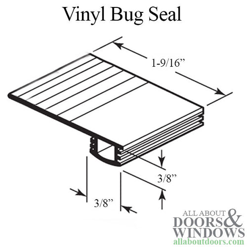 Vinyl Bug Seal for Sliding Screen Door, 1-9/16