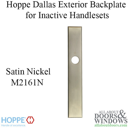 HOPPE Dallas Exterior Backplate M2161N for Inactive Handlesets - Satin Nickel