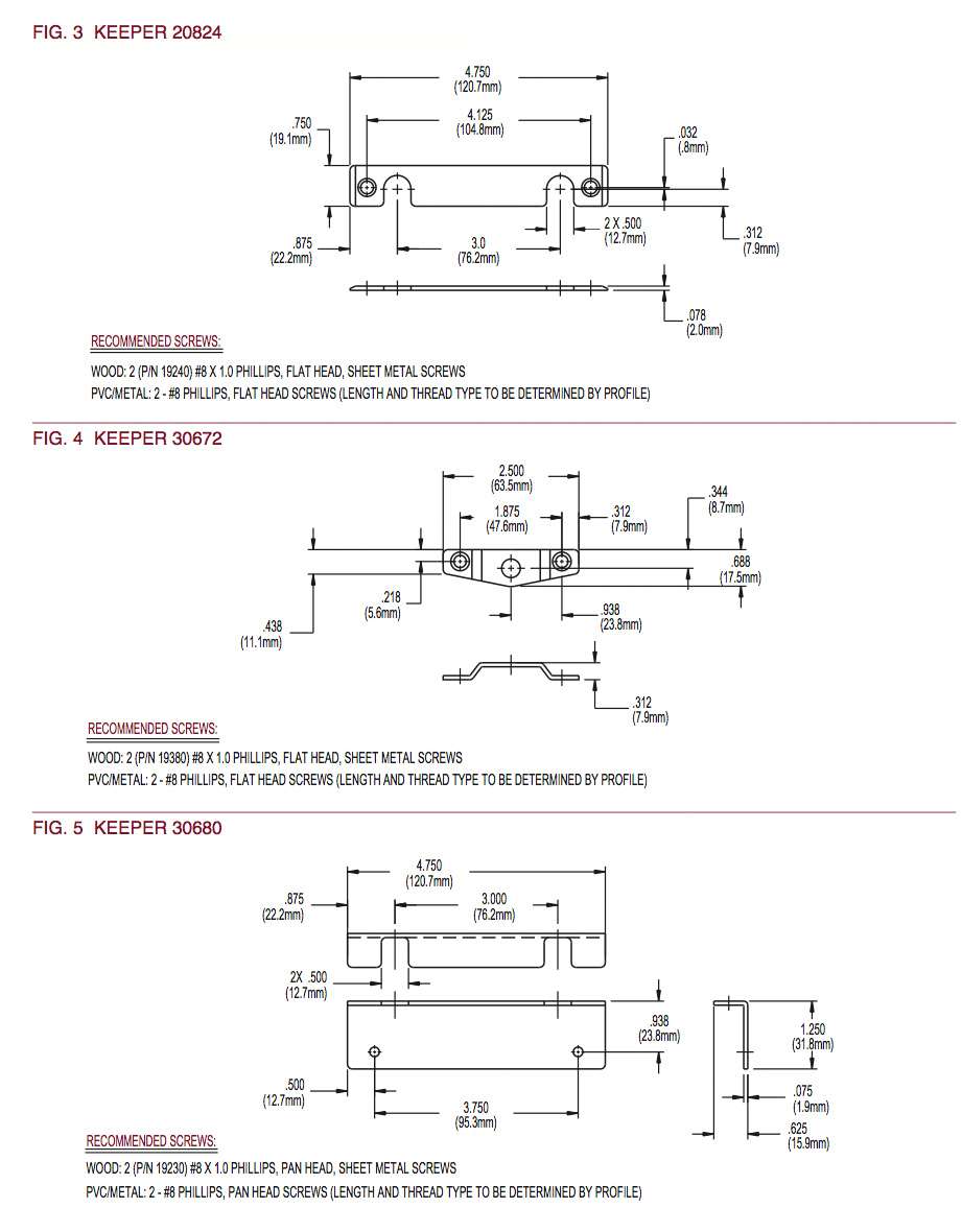 Auxiliary Strike Plate, Foot Bolt Keeper, Truth 1 Hole Offset - Choose Color - Auxiliary Strike Plate, Foot Bolt Keeper, Truth 1 Hole Offset - Choose Color