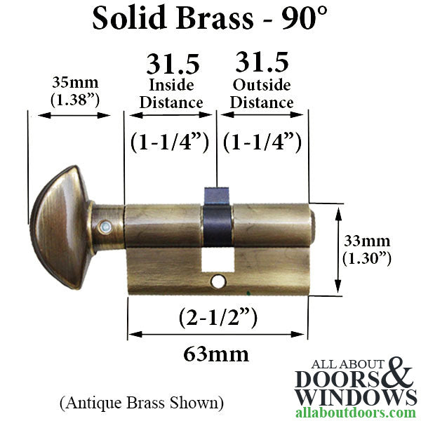 CES 31.5/ 31.5, 90° Keyed Euro profile cylinder lock - Choose Color - CES 31.5/ 31.5, 90° Keyed Euro profile cylinder lock - Choose Color