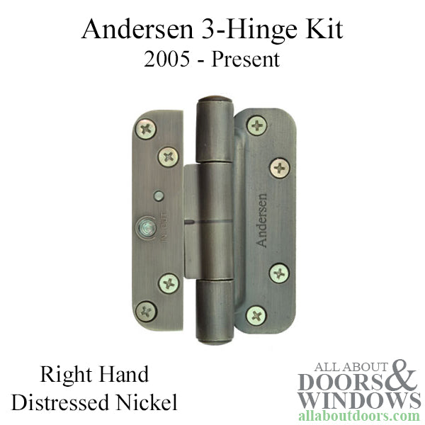 Andersen 4 Hinge Kit, Right Hand (2005-Present) - Distressed Nickel - Andersen 4 Hinge Kit, Right Hand (2005-Present) - Distressed Nickel