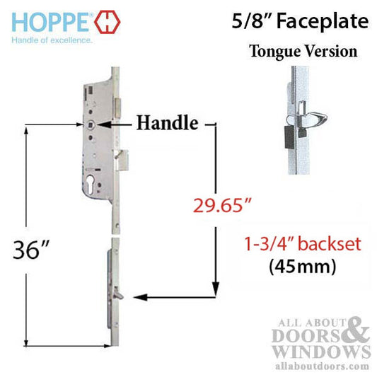 Hoppe 16mm Manual 45/92 Gear, Tongue at 29.65", 1" D/B,  36" HH