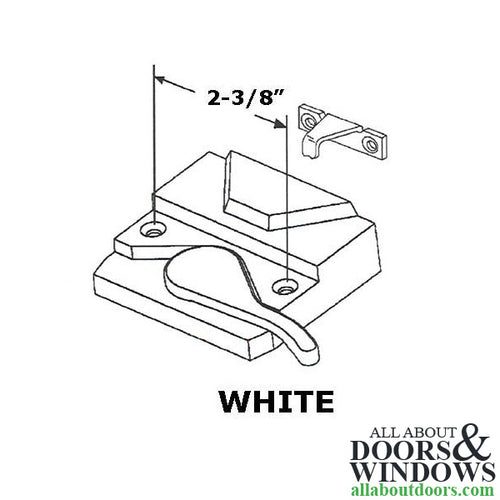 Sash Lock - 2-3/8 Hole Spacing, Casement Windows, Left Hand - White - Sash Lock - 2-3/8 Hole Spacing, Casement Windows, Left Hand - White