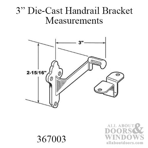 3 inch Die-Cast Handrail Bracket - Polished Brass - 3 inch Die-Cast Handrail Bracket - Polished Brass