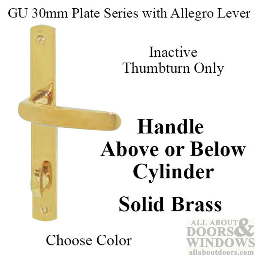 G-U Allegro Handle & 30mm Plate, Inactive, Thumbturn Only (Handles DO Move) Choose Color