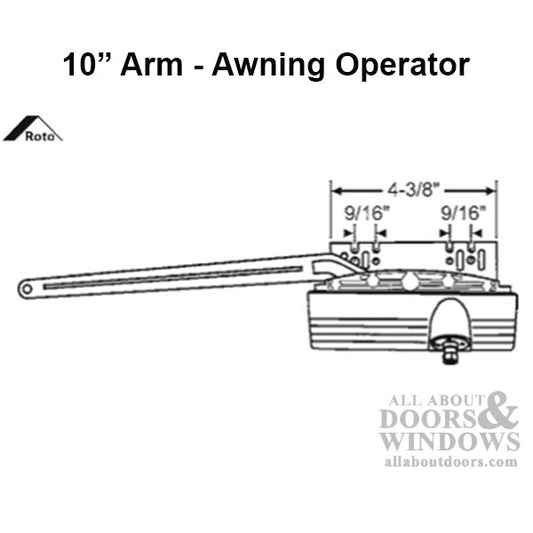 Roto 10"  Straight Arm Awning window Operator - White