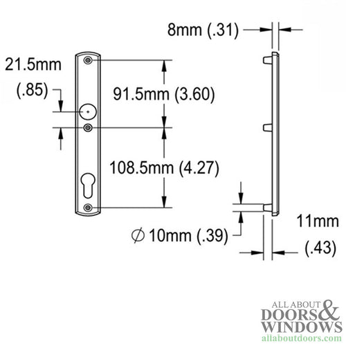 Hoppe M216N Dummy Backplate, Interior with Square Hole - Satin Nickel - Hoppe M216N Dummy Backplate, Interior with Square Hole - Satin Nickel