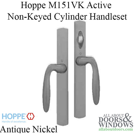 HOPPE HLS 9000 Sliding Door Handle Set with Verona Lever Active Non-Keyed Outside Antique Nickel
