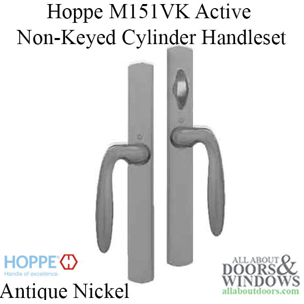 HOPPE HLS 9000 Sliding Door Handle Set with Verona Lever Active Non-Keyed Outside Antique Nickel - HOPPE HLS 9000 Sliding Door Handle Set with Verona Lever Active Non-Keyed Outside Antique Nickel