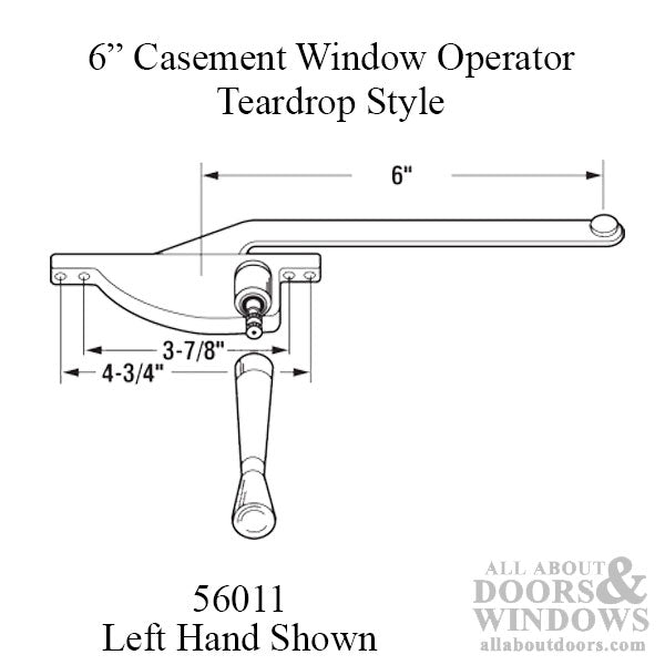 Casement Window Operator, 6 Inch Arm, Face Mounted, Left Hand shown - Choose Color - Casement Window Operator, 6 Inch Arm, Face Mounted, Left Hand shown - Choose Color