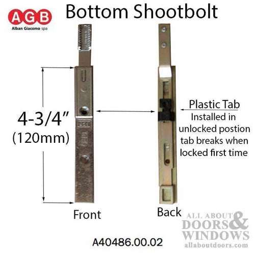 AGB Unitop Bottom Terminal Shootbolt, 120mm no cam - AGB Unitop Bottom Terminal Shootbolt, 120mm no cam