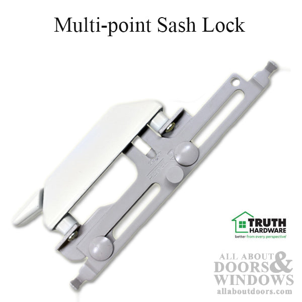 Right Hand Multi-Point Sash Lock with Bracket & Cylindrical Nylon Rivet Sleeve for Tie Bar Applications - Choose Color - Right Hand Multi-Point Sash Lock with Bracket & Cylindrical Nylon Rivet Sleeve for Tie Bar Applications - Choose Color