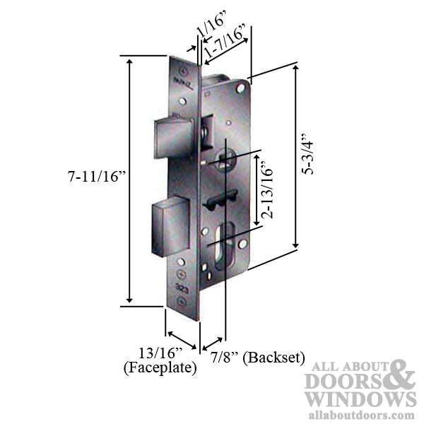 Papaiz Slimline Mortise Lock Body 22mm Backset - Papaiz Slimline Mortise Lock Body 22mm Backset