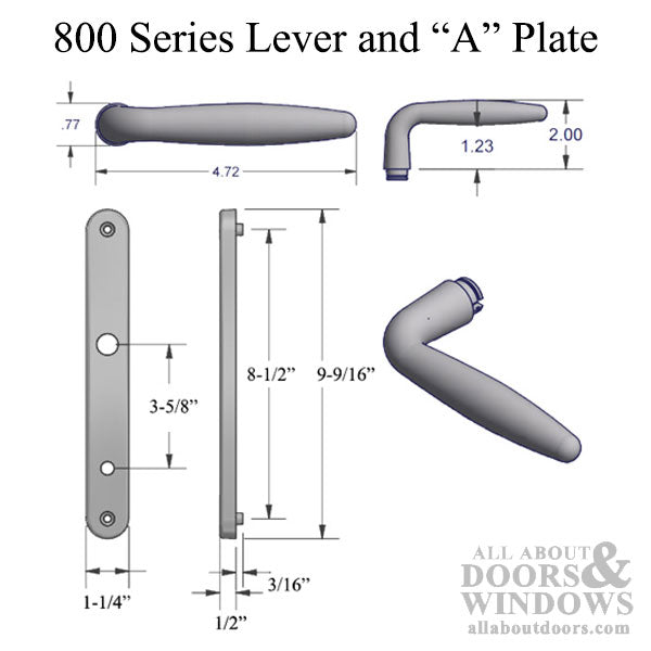 Active Handleset 800A Euro Non-Handed Multipoint Lock Trim Black Finish - Active Handleset 800A Euro Non-Handed Multipoint Lock Trim Black Finish