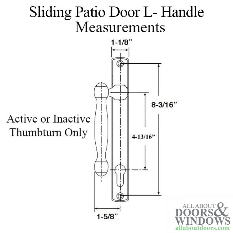 Active, Non-Keyed 574/392 Sliding Patio Door L- Handle - Active, Non-Keyed 574/392 Sliding Patio Door L- Handle