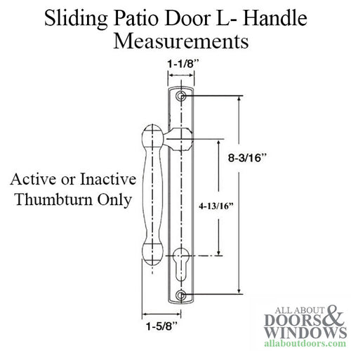 Active, Non-Keyed 574/392 Sliding Patio Door L- Handle - Active, Non-Keyed 574/392 Sliding Patio Door L- Handle