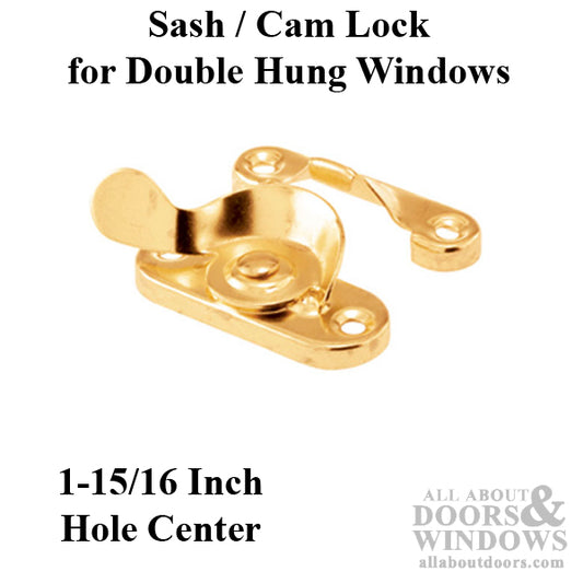 Sash / Cam Lock - Wood Sash Hardware, Stamped Steel - Polished Brass