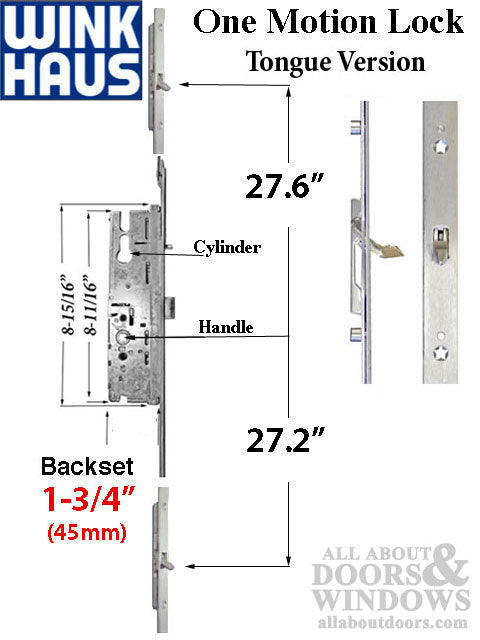 Discontinued One Motion Lock, Key Above Handle, Tongue 45/92 - Discontinued One Motion Lock, Key Above Handle, Tongue 45/92