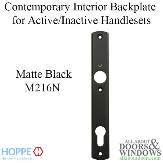 HOPPE Contemporary Interior Backplate M216N for Active/Inactive Handlesets - Matte Black