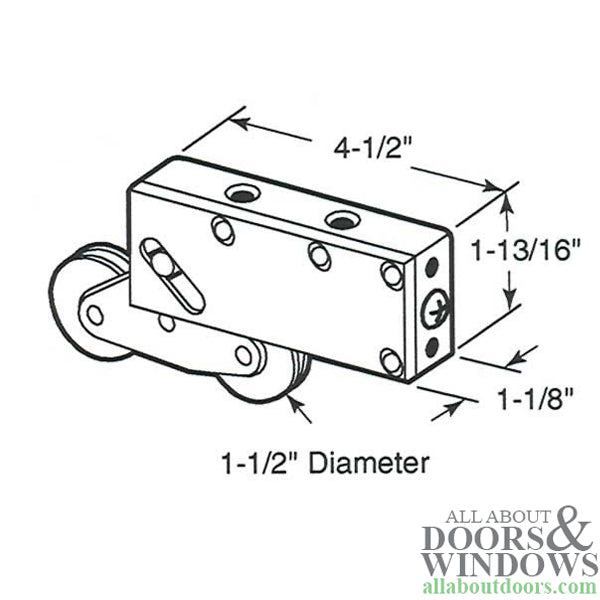 Tandem Roller Assembly - Sliding Patio Door, Steel Ball Bearing - Tandem Roller Assembly - Sliding Patio Door, Steel Ball Bearing