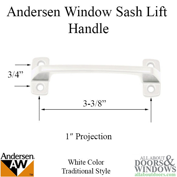 Andersen Sash Lift, 4 screw holes - White - Andersen Sash Lift, 4 screw holes - White