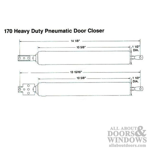 Storm Door Closer, Heavy Duty, 1-1/2 x 10-5/8 Tension Bar - Aluminum - Storm Door Closer, Heavy Duty, 1-1/2 x 10-5/8 Tension Bar - Aluminum